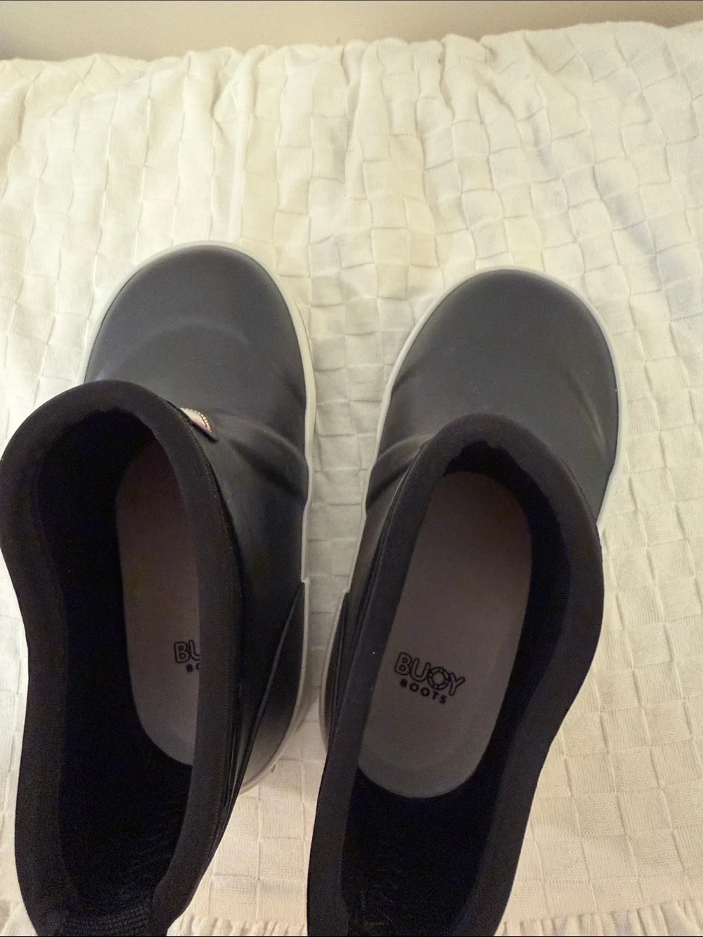 BUOY BOOTS  Black Kids Slip-On Rain & Snow Boots with Buoy Graphic